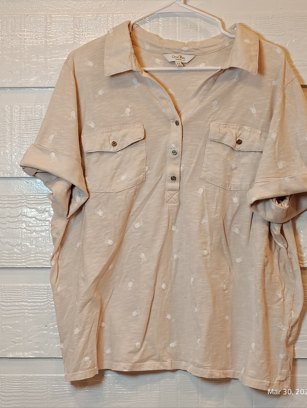 Womens Polo Shirt 2X MARGARITA PINK Short Sleeve Cotton Blend CRUISE VACATION